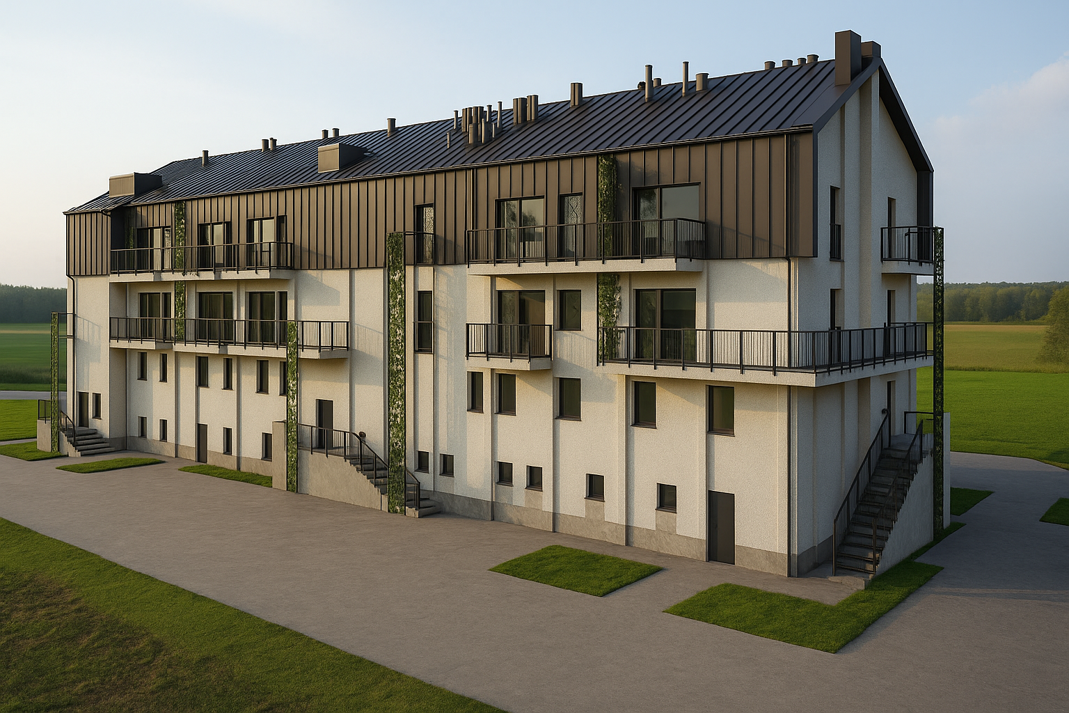 Wizualizacja budynku Przedmieścia Łańcuta - widok od strony podwórza