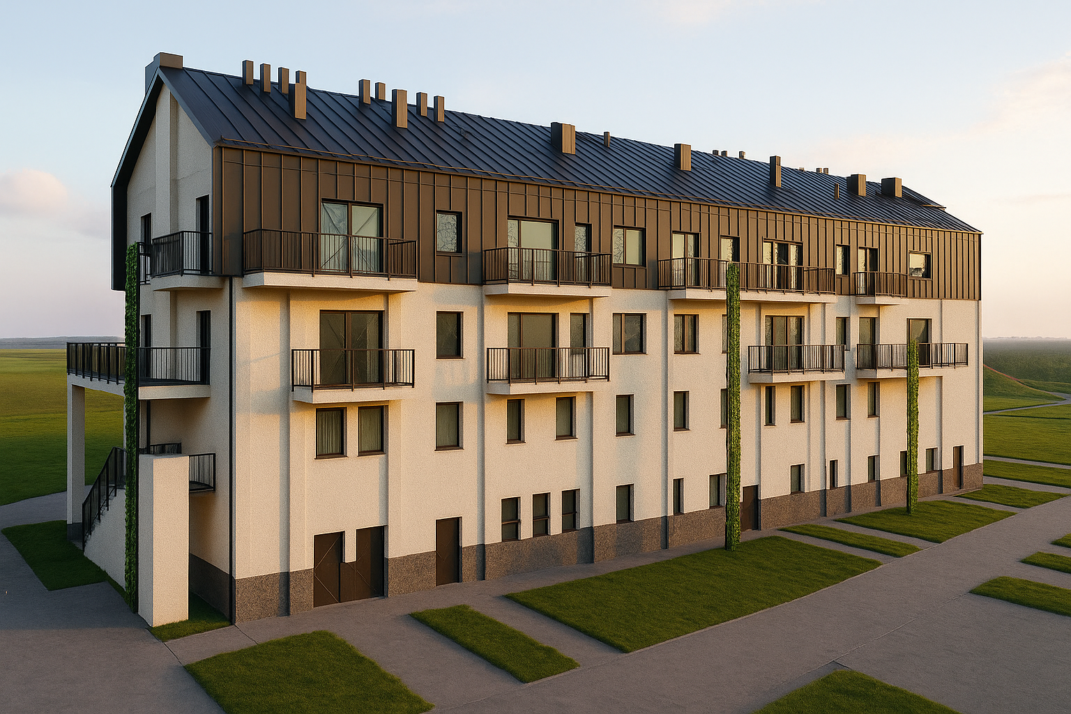 Wizualizacja budynku Przedmieścia Łańcuta - widok z lotu ptaka